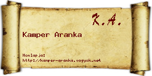Kamper Aranka névjegykártya